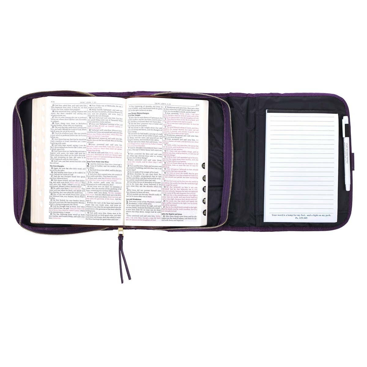 Bible Cover Organizer Tri-fold Purple Grace Badge