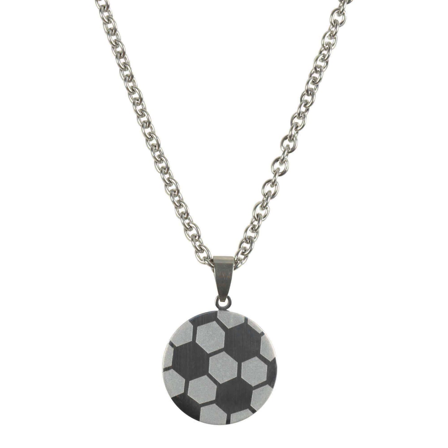 NECKLACE SOCCER PRAY HARD HIM SSTL 24"