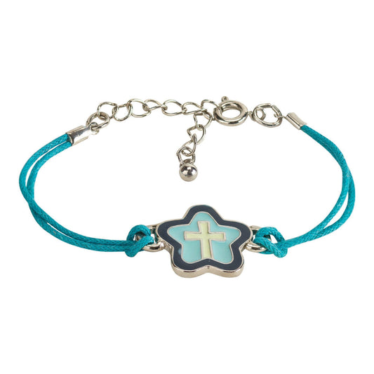 Girls Enamel Blue Star with Cross Bracelet