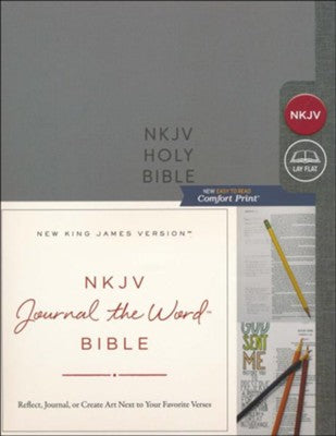 NKJV Comfort Print Journal the Word Bible, Hardcover, Grayy