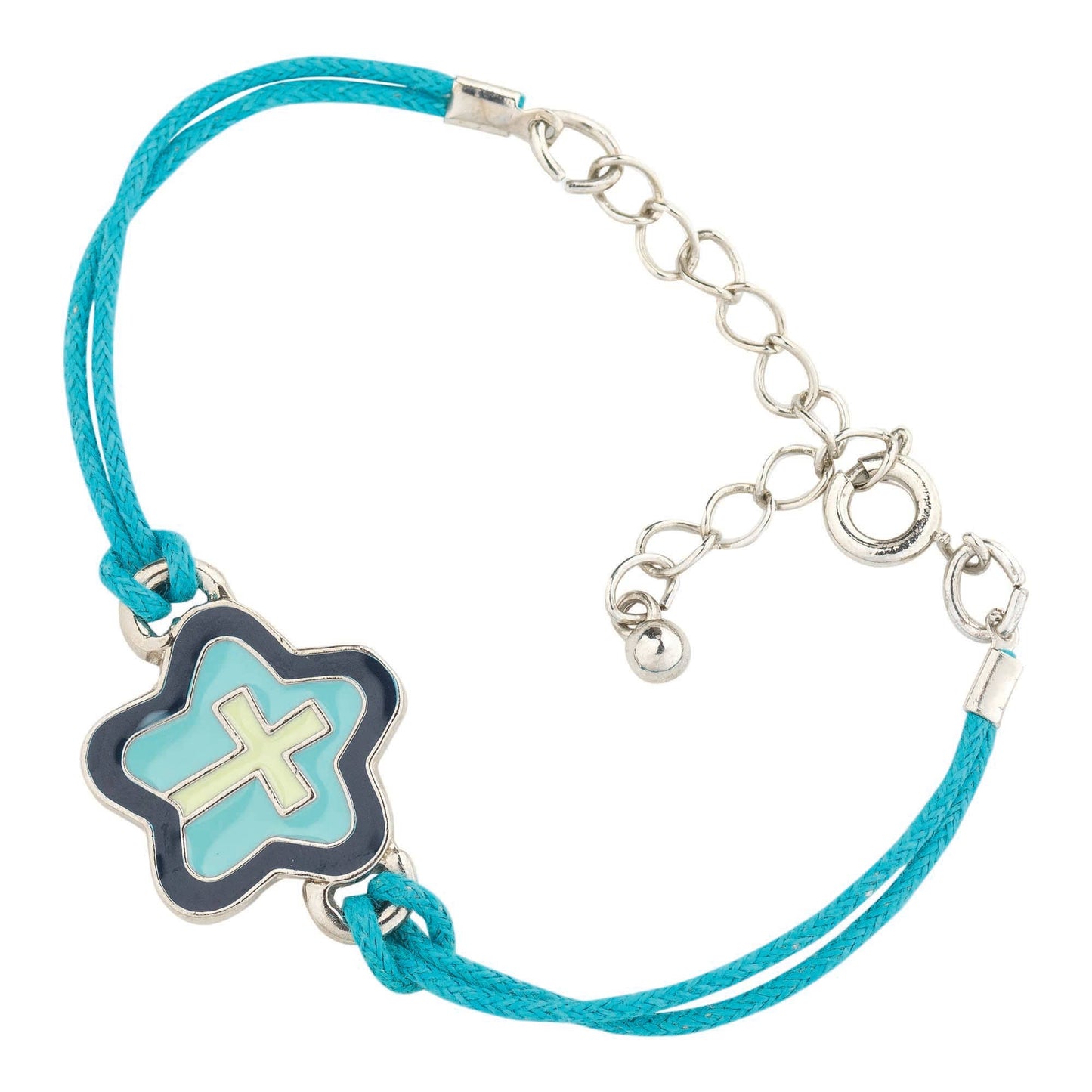 Girls Enamel Blue Star with Cross Bracelet