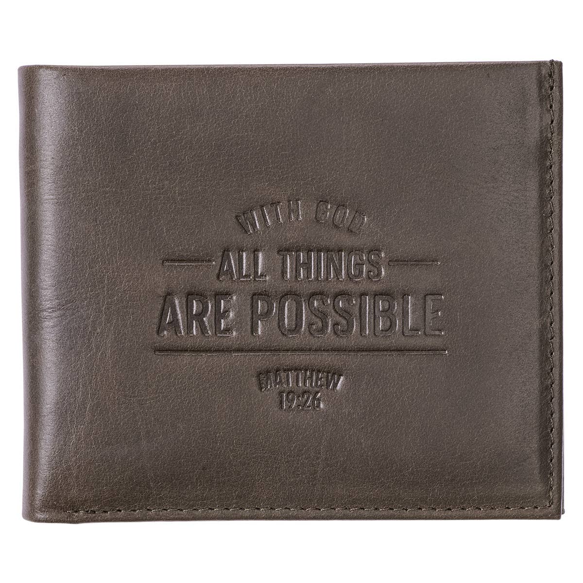 With God All Things Are Possible Brown Genuine Leather Walle