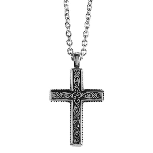 Necklace Antique Swirl Cross 24Inch