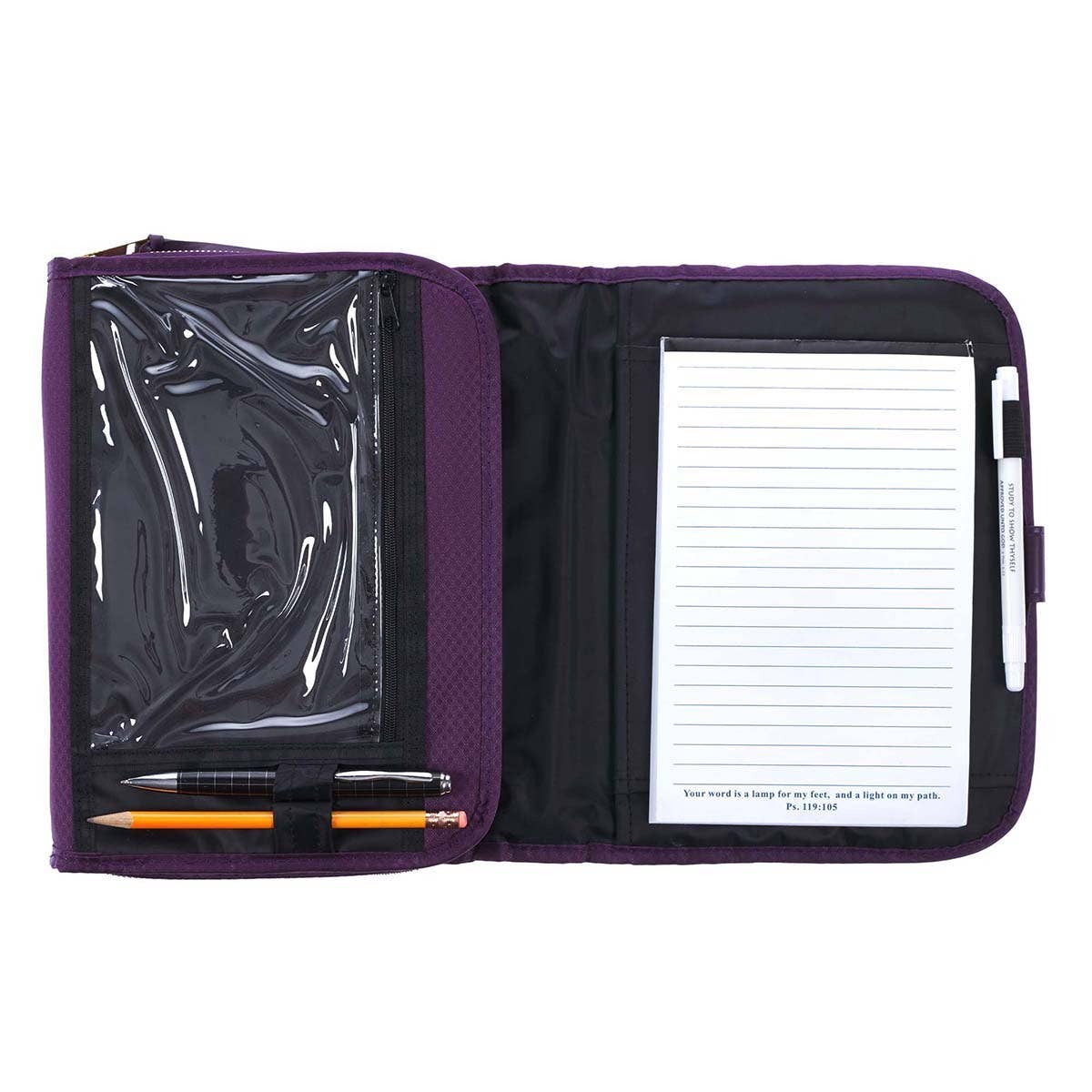 Bible Cover Organizer Tri-fold Purple Grace Badge