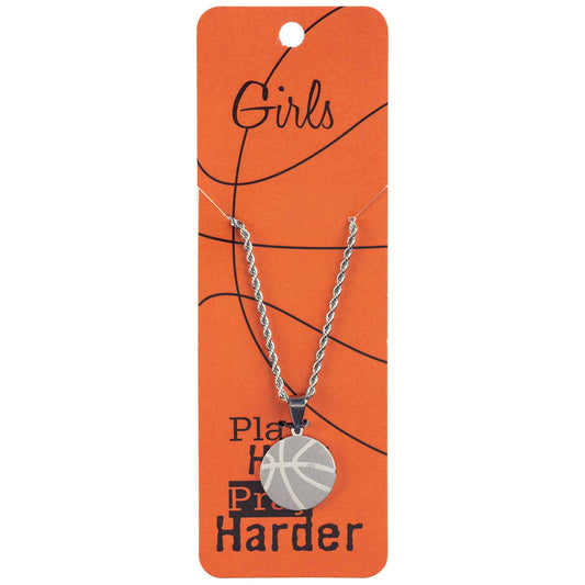 NECKLACE BASKETBALL PRAY HARD HER SSTL