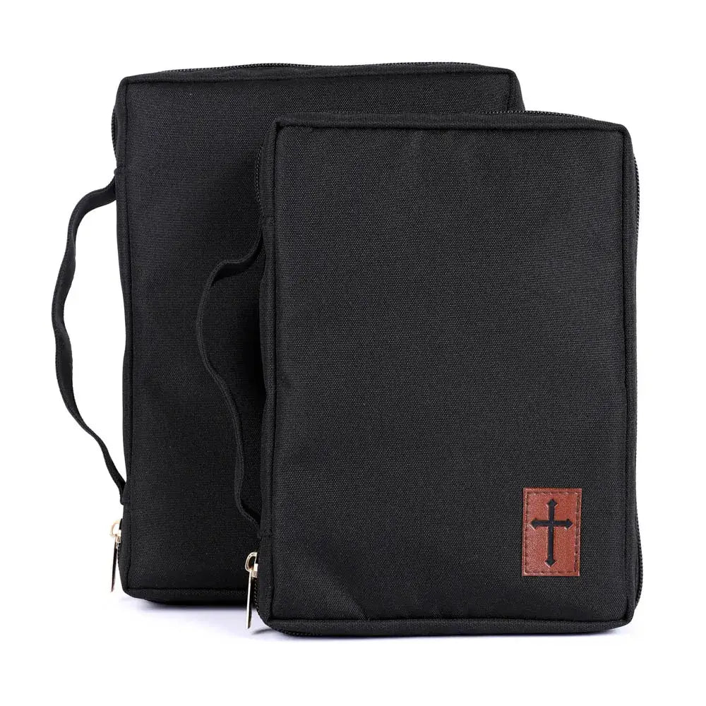 Canvas Bible Cover - Cross Patch - L