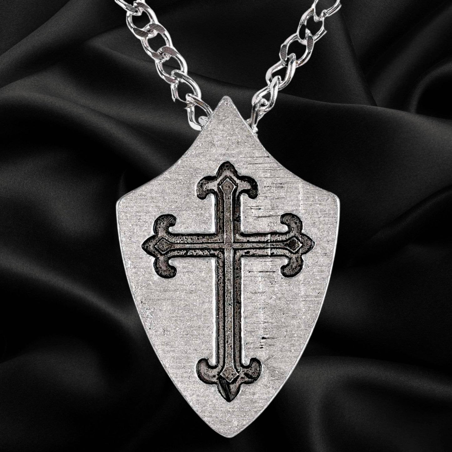 Cross on Shield Necklace with Ephesians 6:11