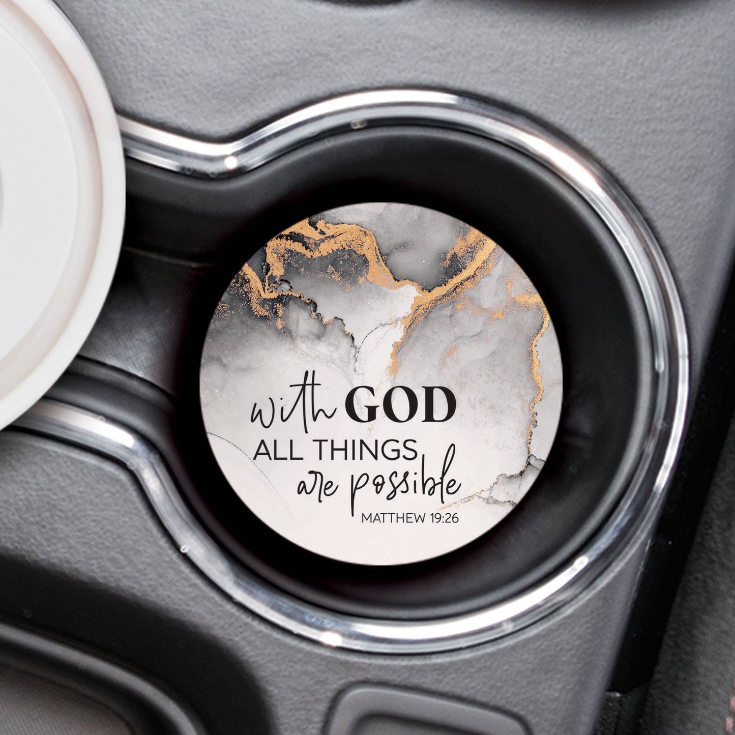 With God All Things Are Possible Car Coaster (Single Pack)